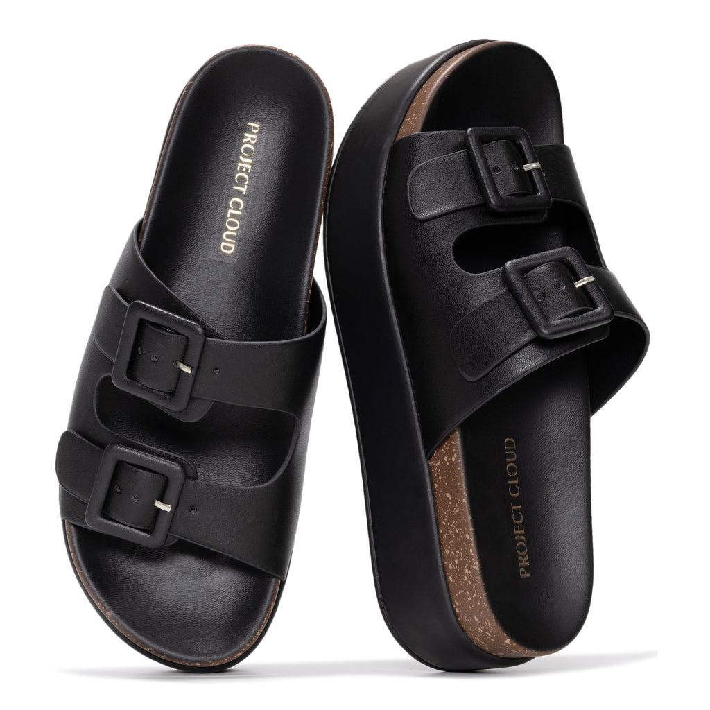 Softy | Sandalias de Plataforma con Cuña | Eco-Cuero | Memory Foam | Antideslizantes
