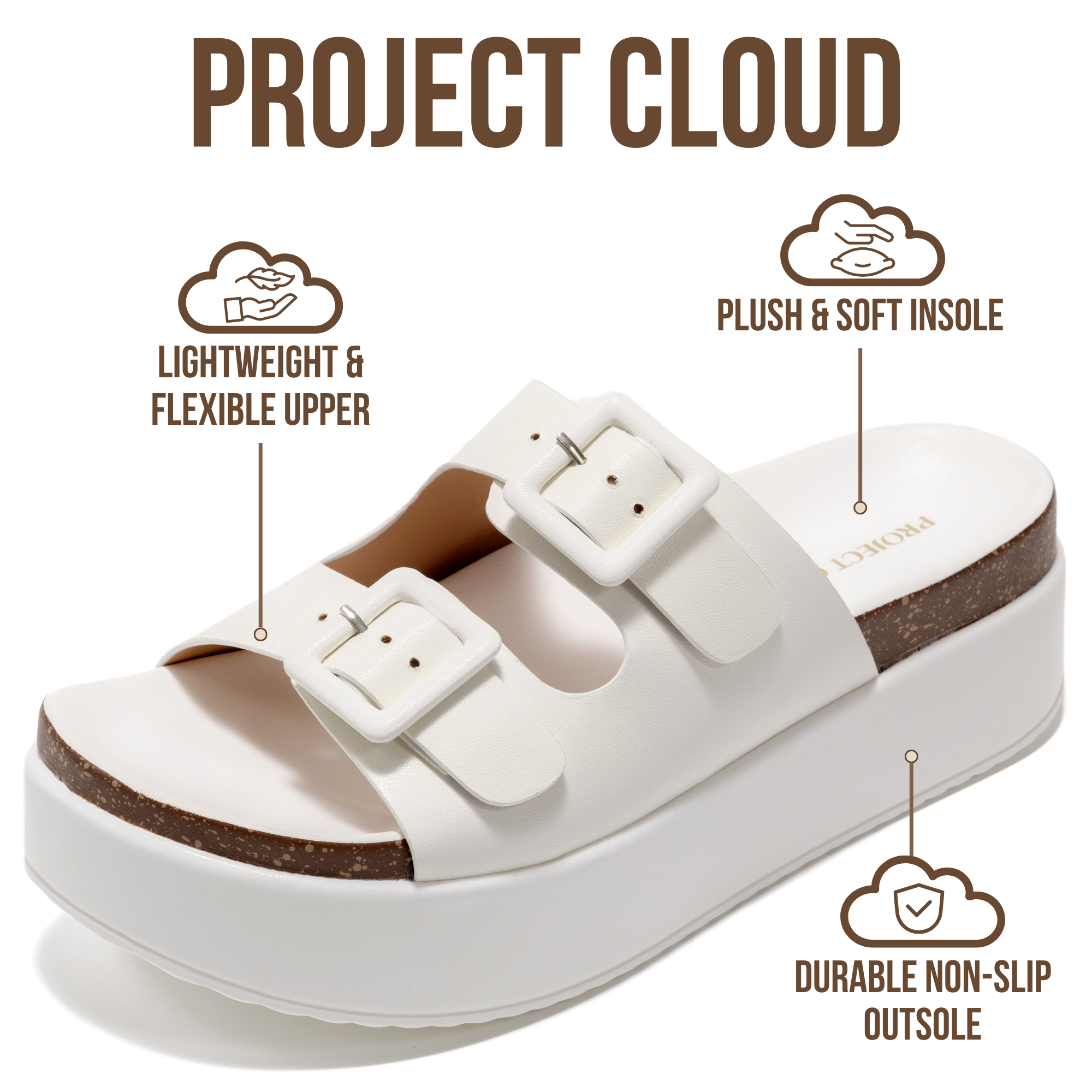 Softy | Sandalias de Plataforma con Cuña | Eco-Cuero | Memory Foam | Antideslizantes