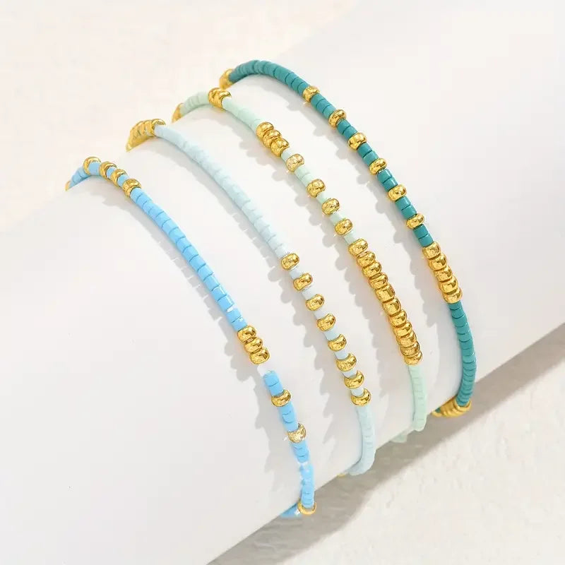 Set de Pulseras de Cuentas de Turquesa