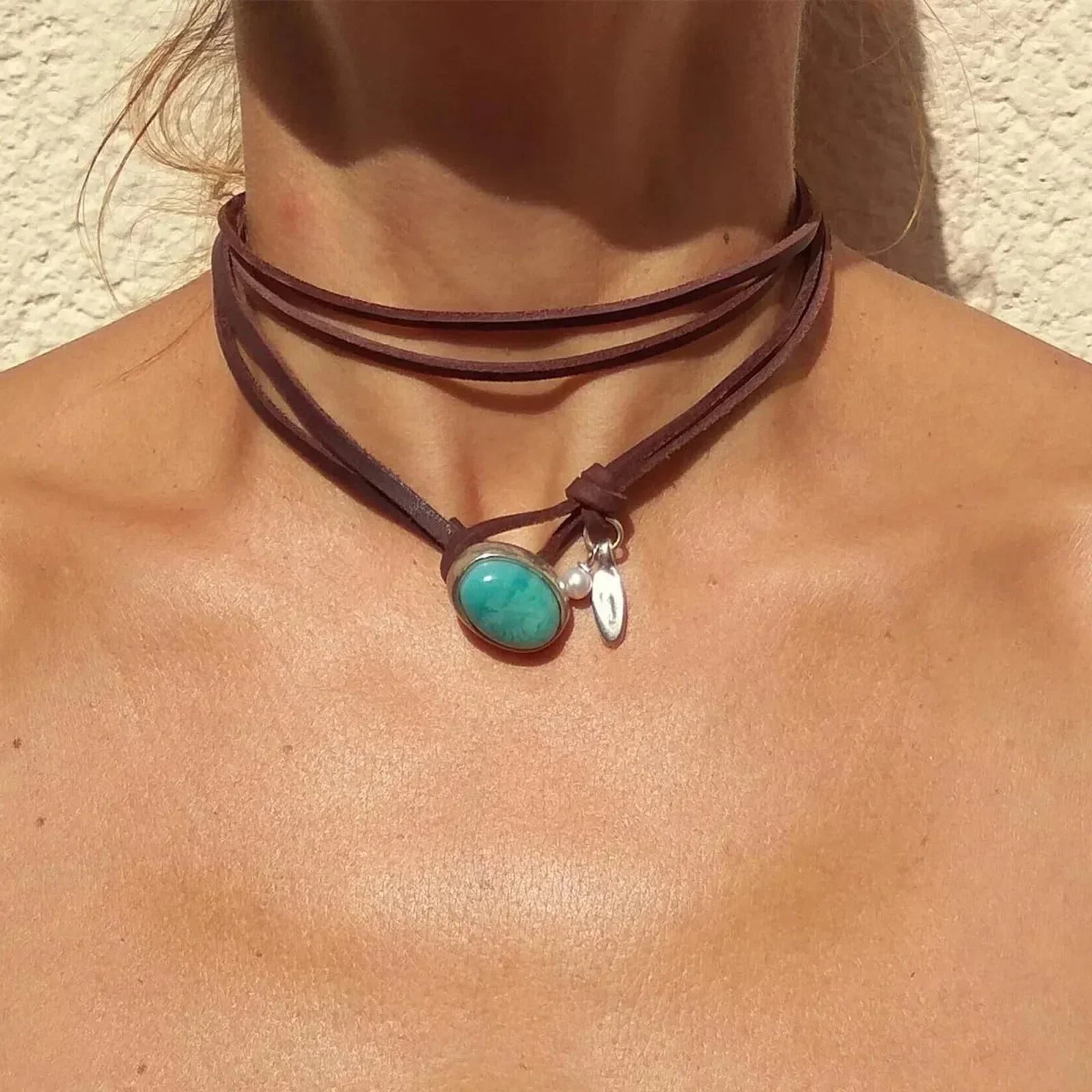 Collar de Piedra Preciosa de Turquesa