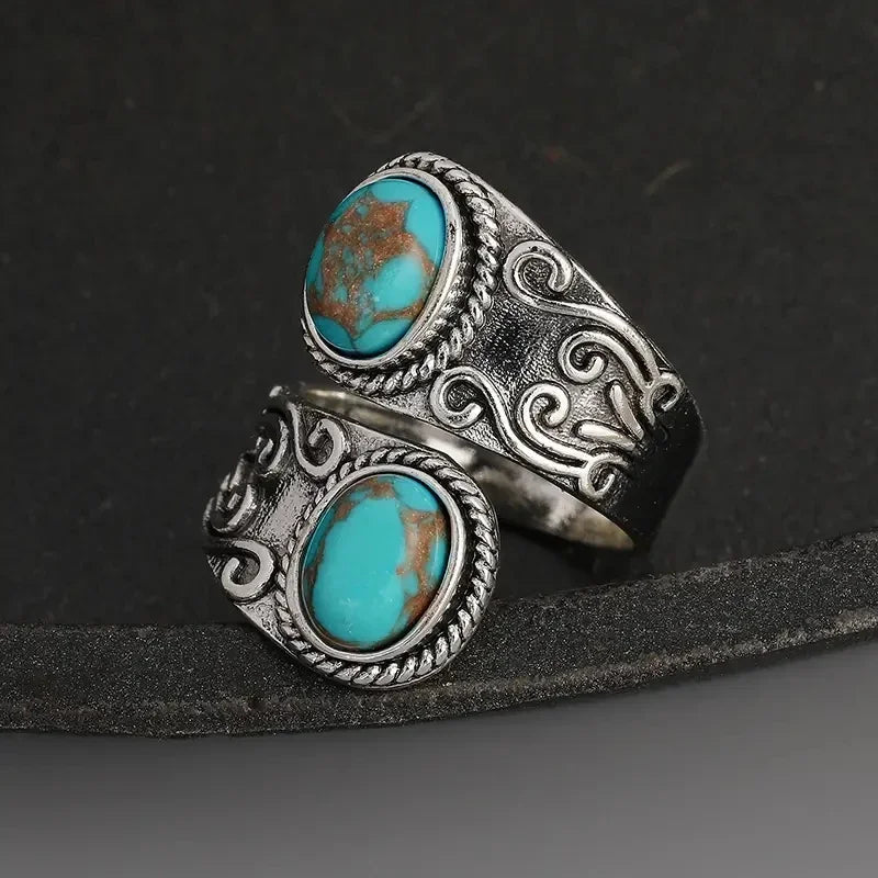 Anillo de Banda de Turquesa y Plata