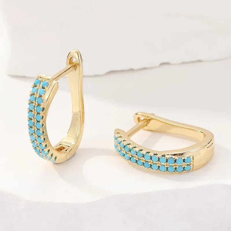 Aretes de Aro Clásicos de Turquesa