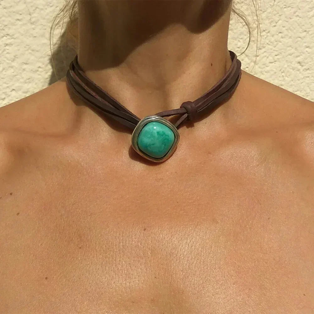 Collar de Piedra Preciosa de Turquesa