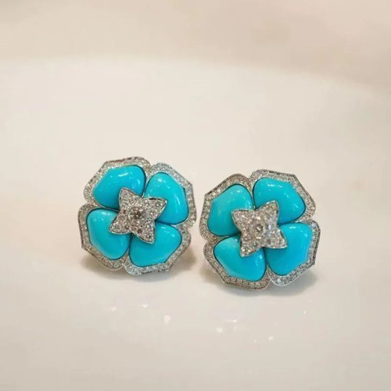 Aretes de Flor de Turquesa