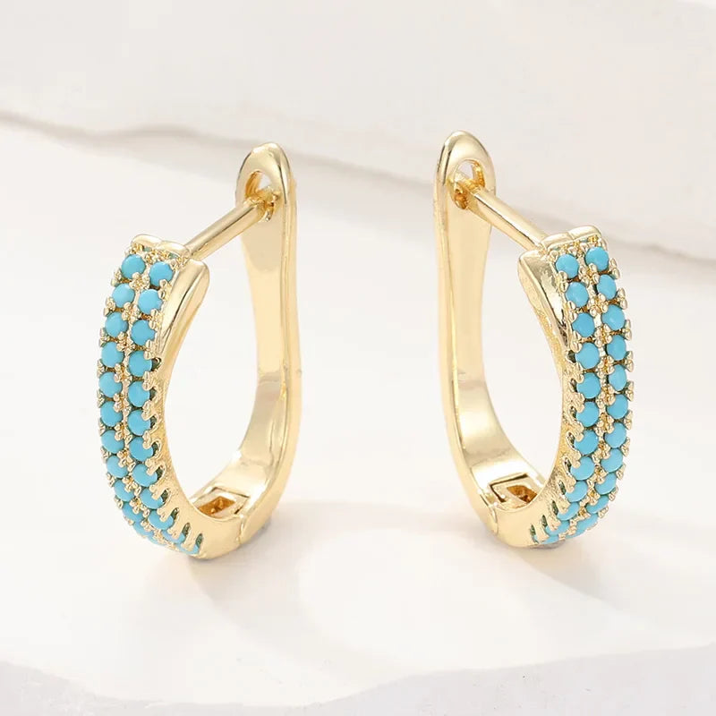 Aretes de Aro Clásicos de Turquesa