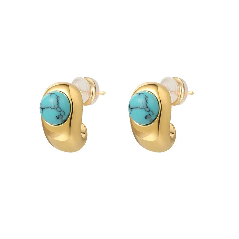 Aretes Atemporales de Turquesa y Cobre