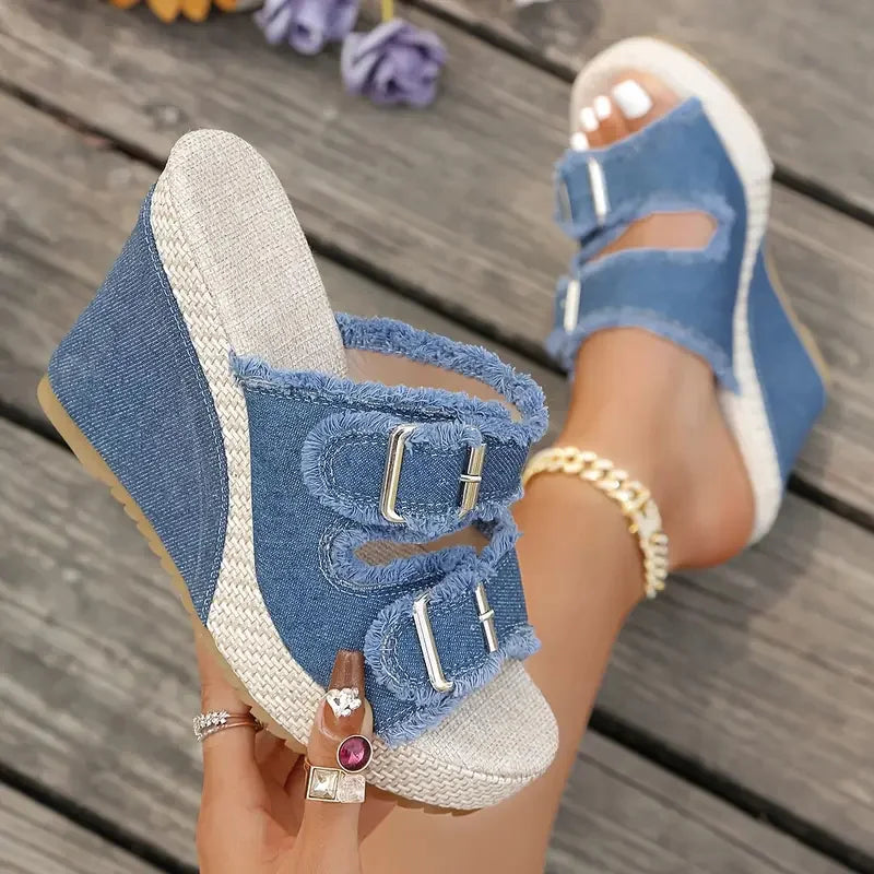 Atelier | Sandalias de Cuña con Borde Deshilachado