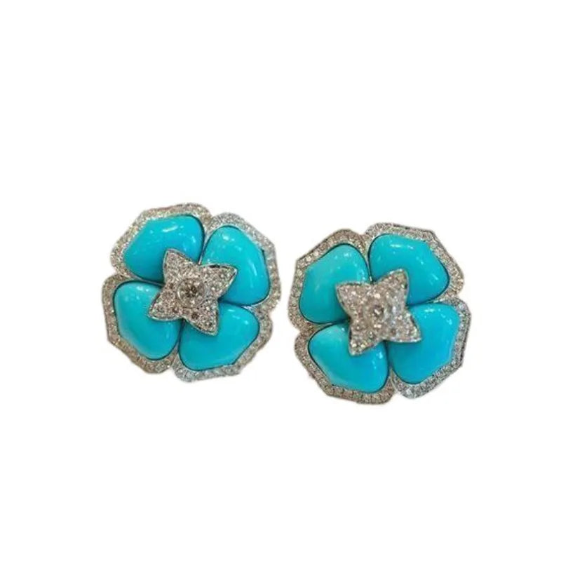 Aretes de Flor de Turquesa