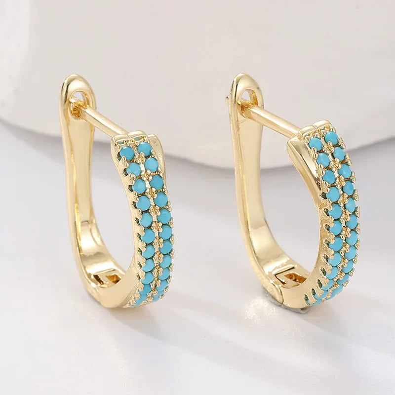 Aretes de Aro Clásicos de Turquesa