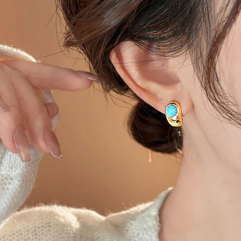 Aretes Atemporales de Turquesa y Cobre
