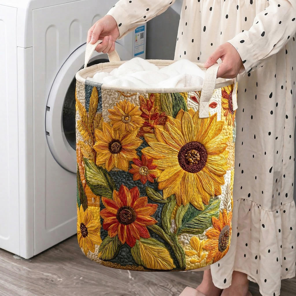 Sueño de Girasol | Cesto Acolchado de Ropa