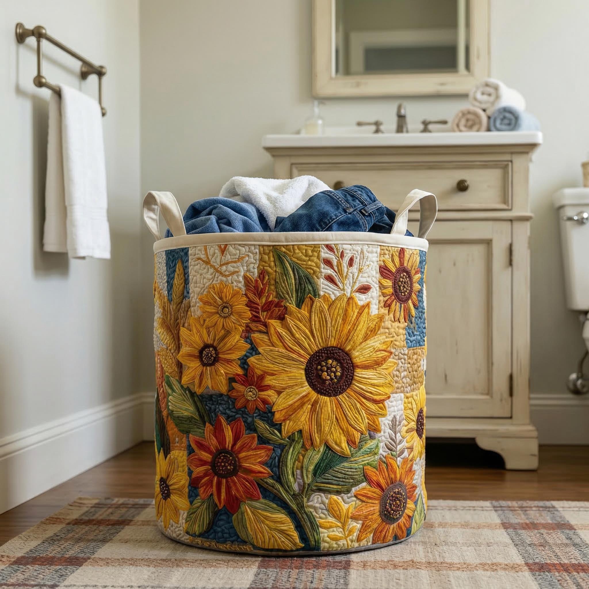 Sueño de Girasol | Cesto Acolchado de Ropa