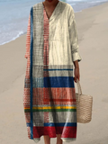 Vestido estampado de líneas geométricas retro para mujer