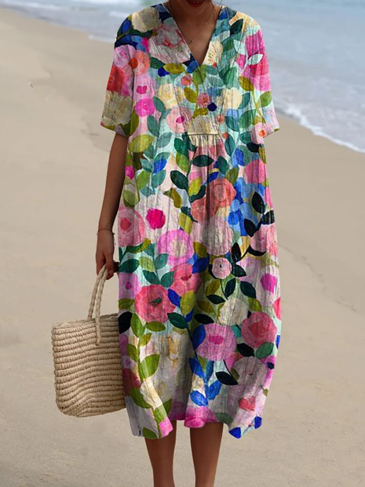 Margaret - Fluido Vestido Estampado Floral de Jardín