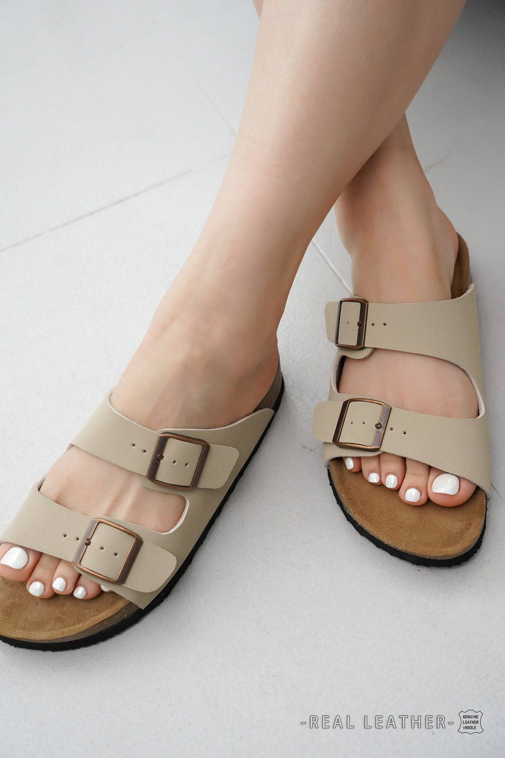 Venita | Sandalias de Cuero Genuino 100% | Memory Foam | Ligeras | Antideslizantes