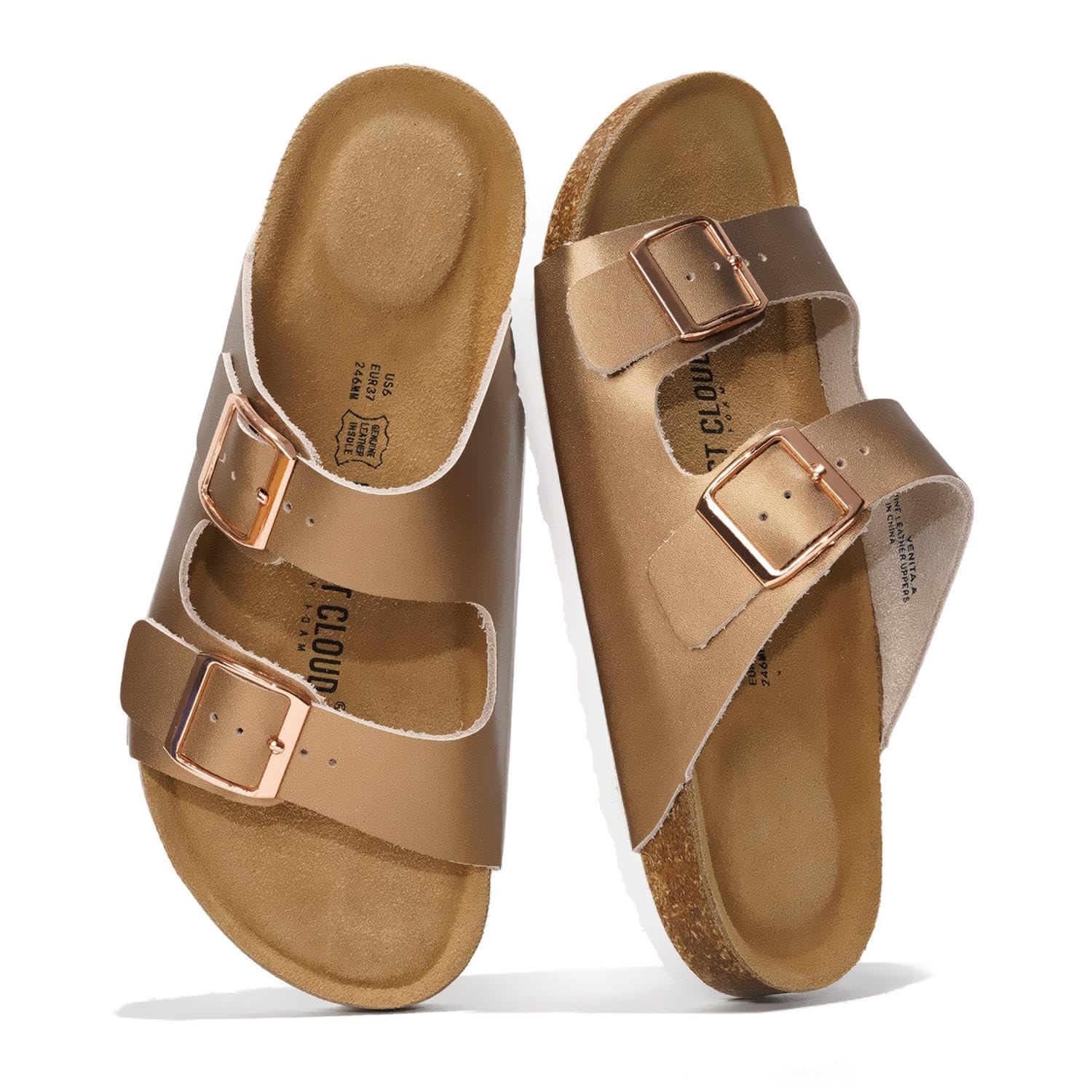 Venita | Sandalias de Cuero Genuino 100% | Memory Foam | Ligeras | Antideslizantes