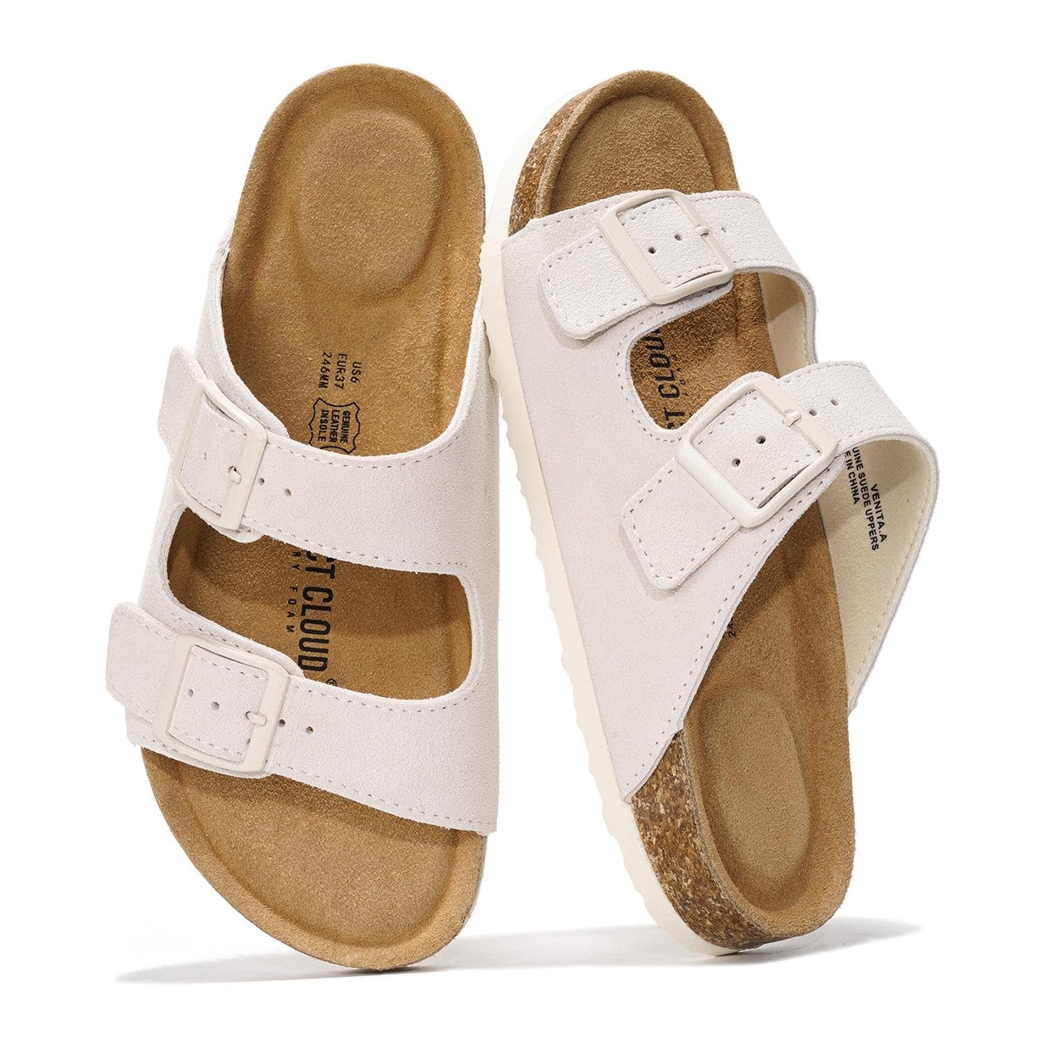 Venita | Sandalias de Cuero Genuino 100% | Memory Foam | Ligeras | Antideslizantes