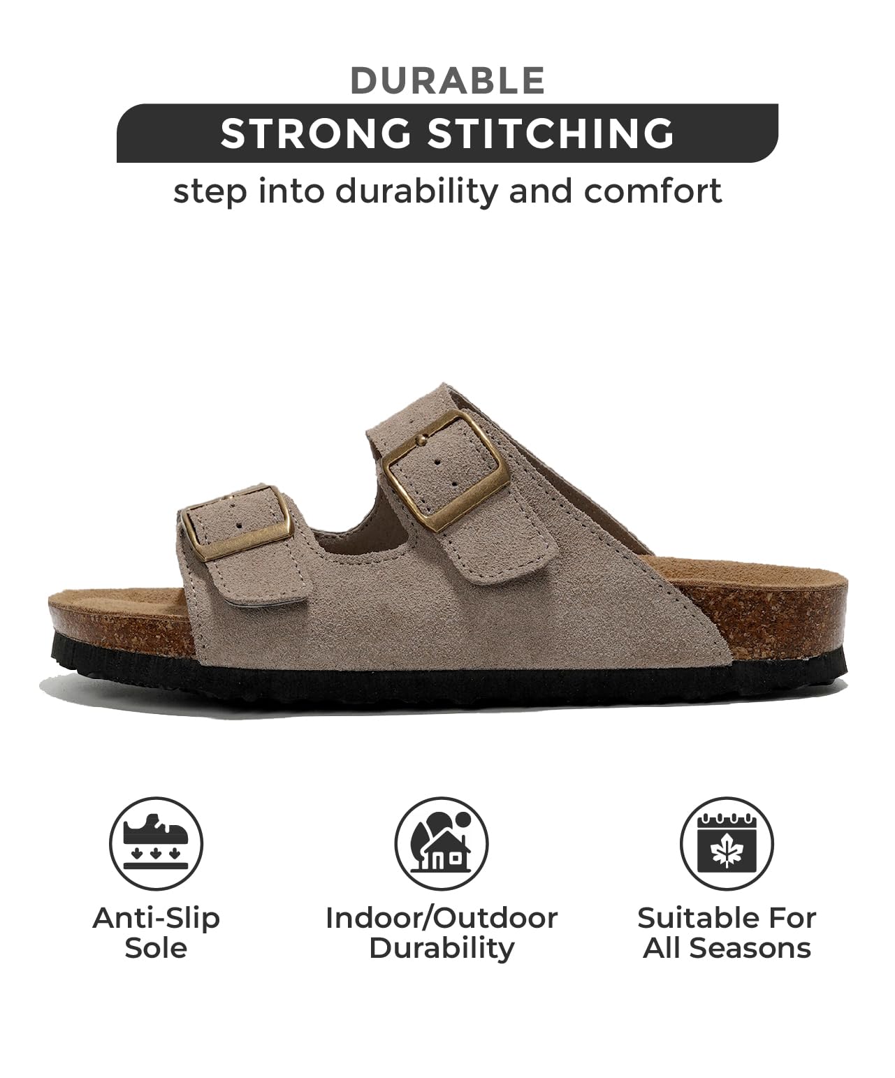 Venita | Sandalias de Cuero Genuino 100% | Memory Foam | Ligeras | Antideslizantes