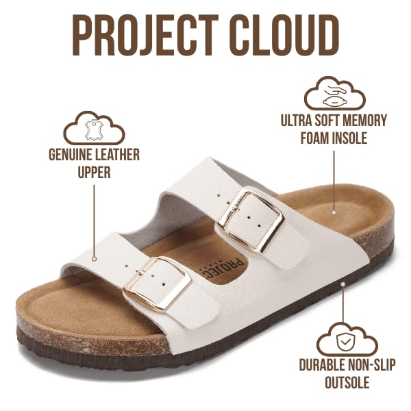 Venita | Sandalias de Cuero Genuino 100% | Memory Foam | Ligeras | Antideslizantes