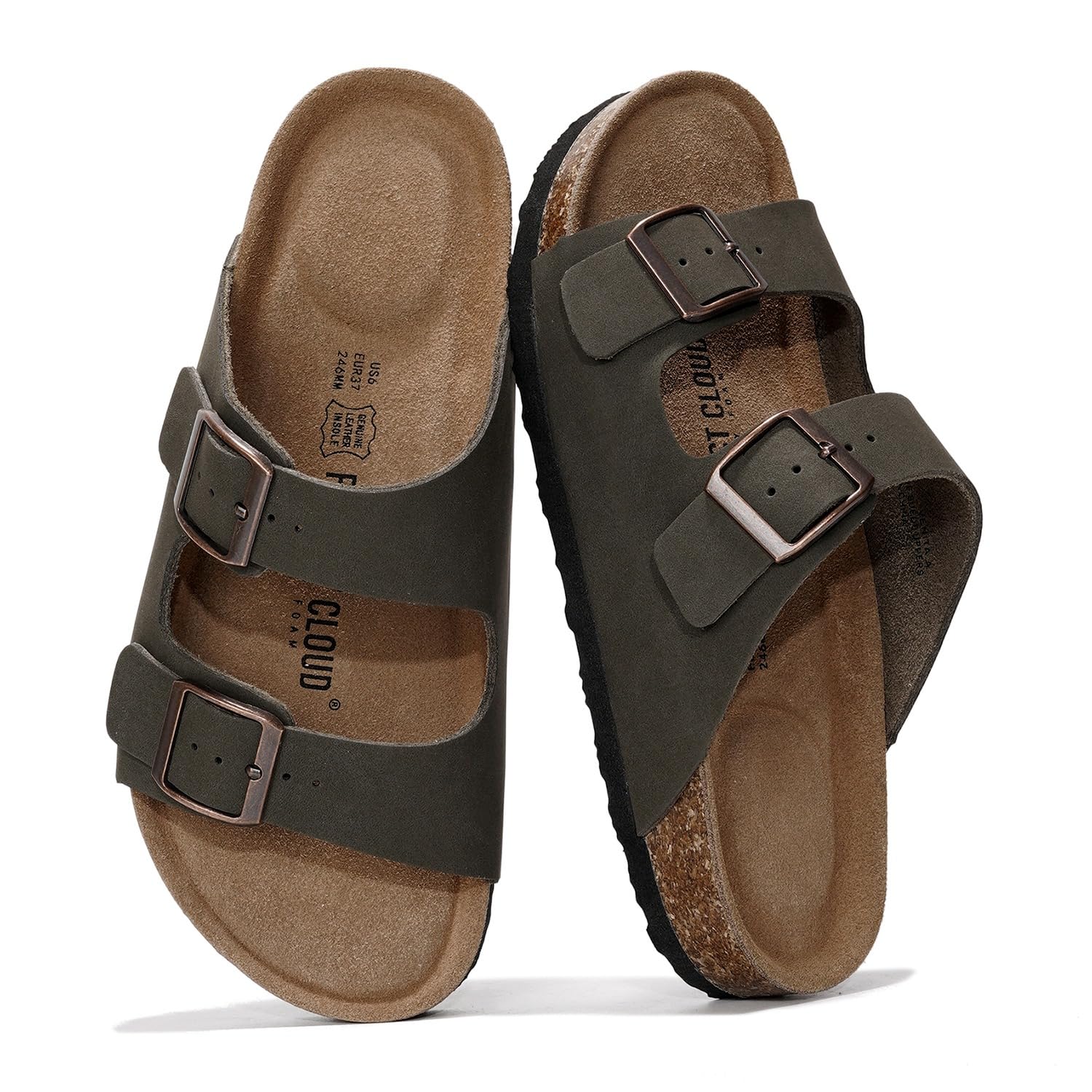 Venita | Sandalias de Cuero Genuino 100% | Memory Foam | Ligeras | Antideslizantes