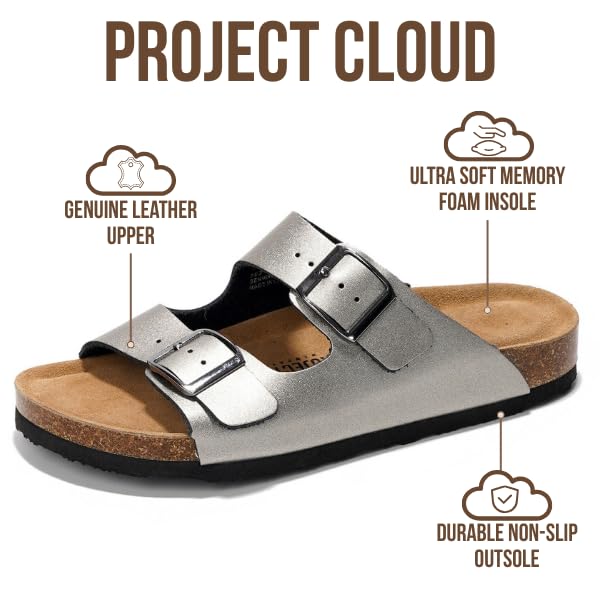 Venita | Sandalias de Cuero Genuino 100% | Memory Foam | Ligeras | Antideslizantes