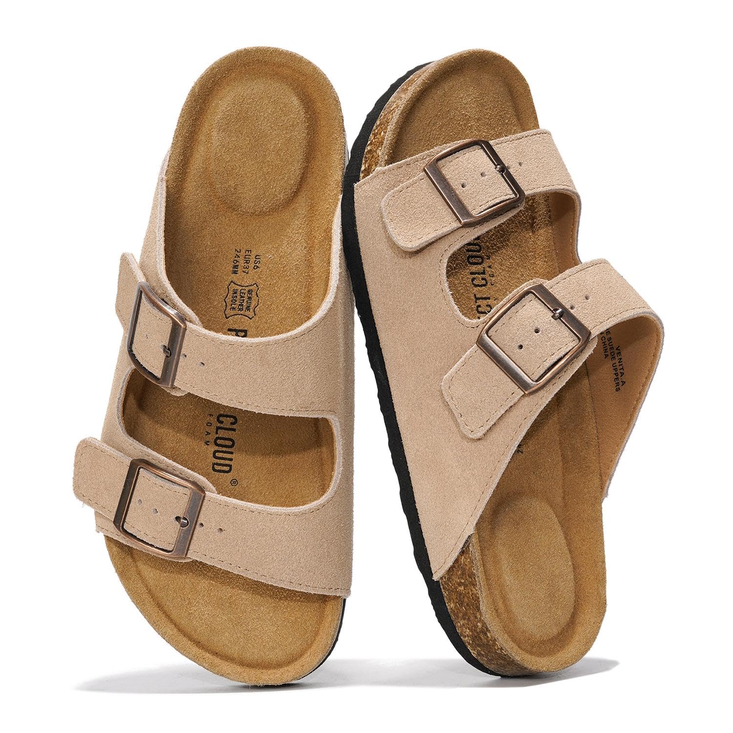 Venita | Sandalias de Cuero Genuino 100% | Memory Foam | Ligeras | Antideslizantes