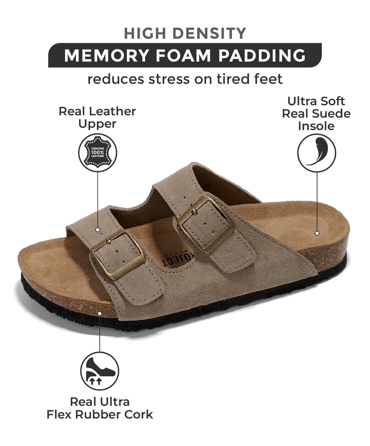 Venita | Sandalias de Cuero Genuino 100% | Memory Foam | Ligeras | Antideslizantes