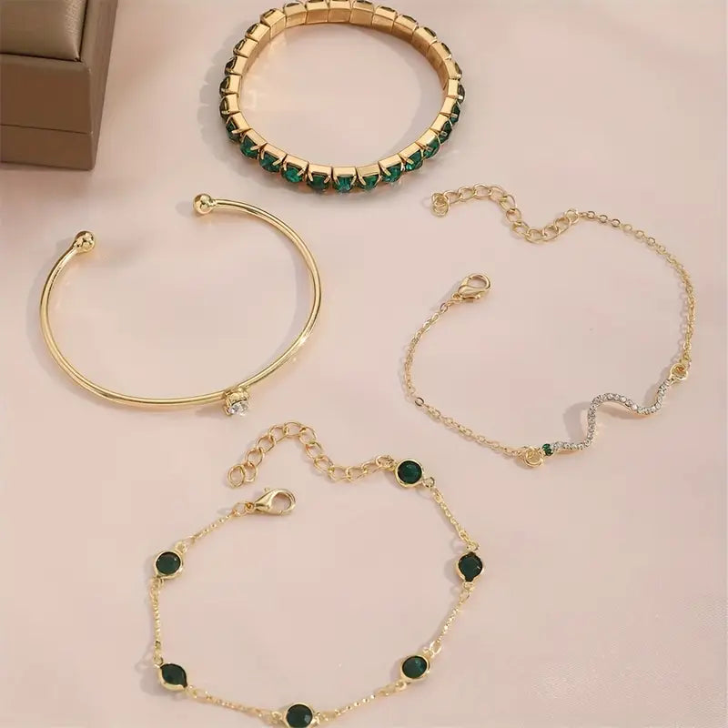 Set de Pulseras con Piedra Verde