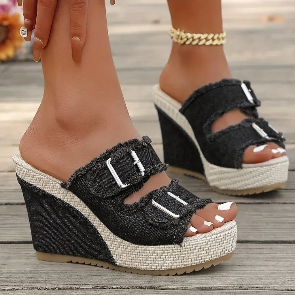 Atelier | Sandalias de Cuña con Borde Deshilachado