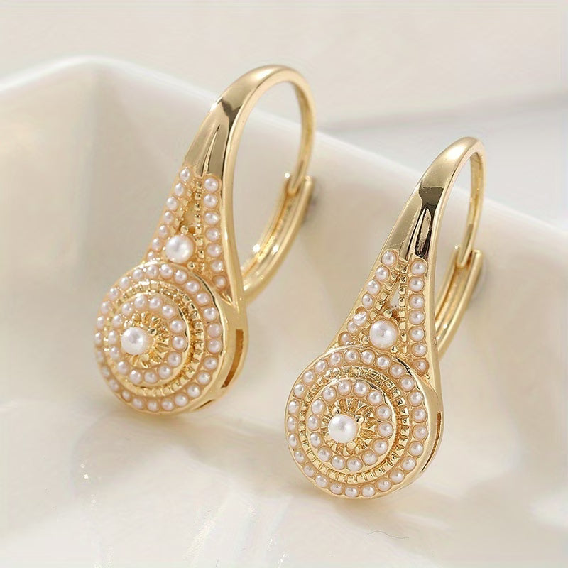 Aretes Dorados con Flor de Turquesa