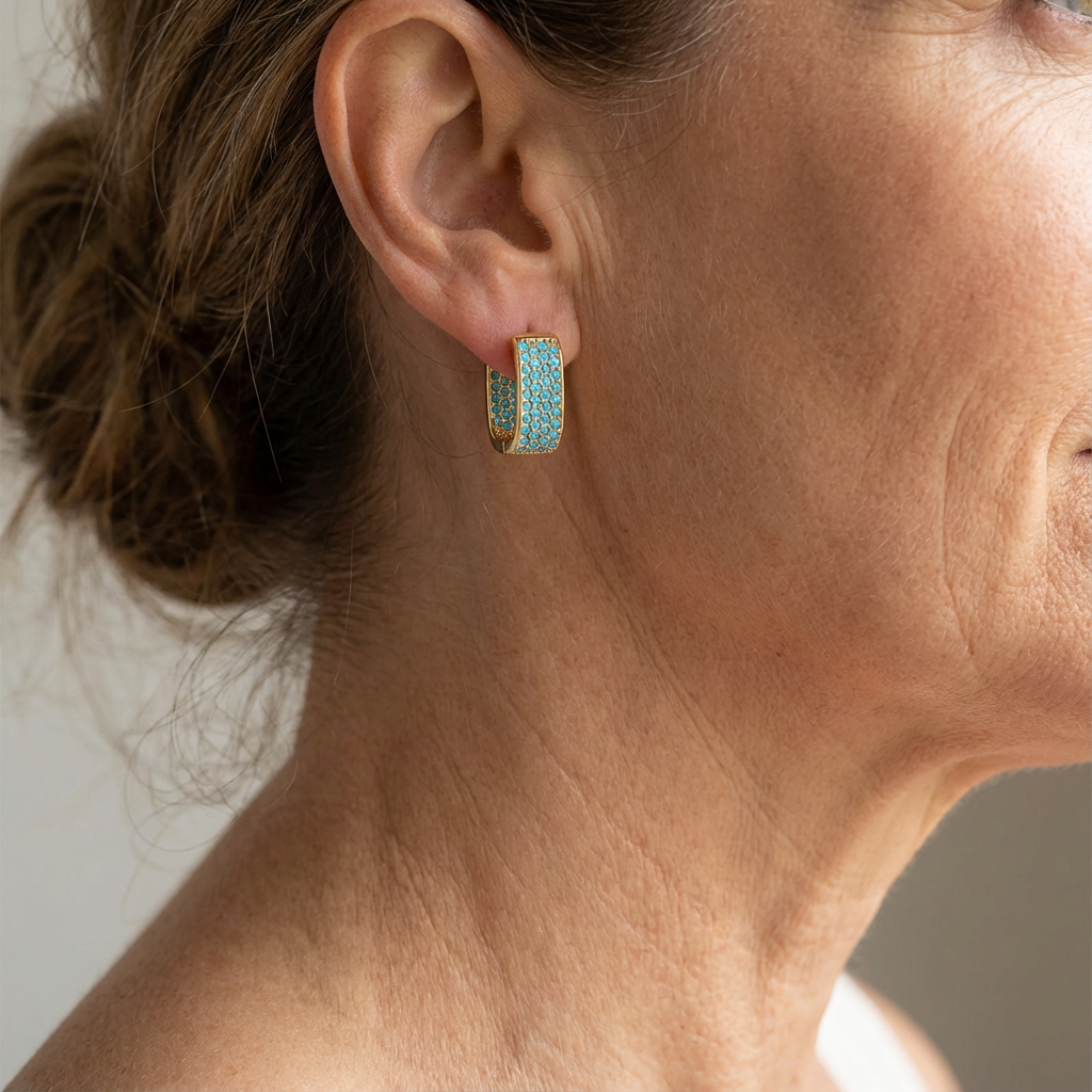 Aretes de Aro Dorados de Turquesa
