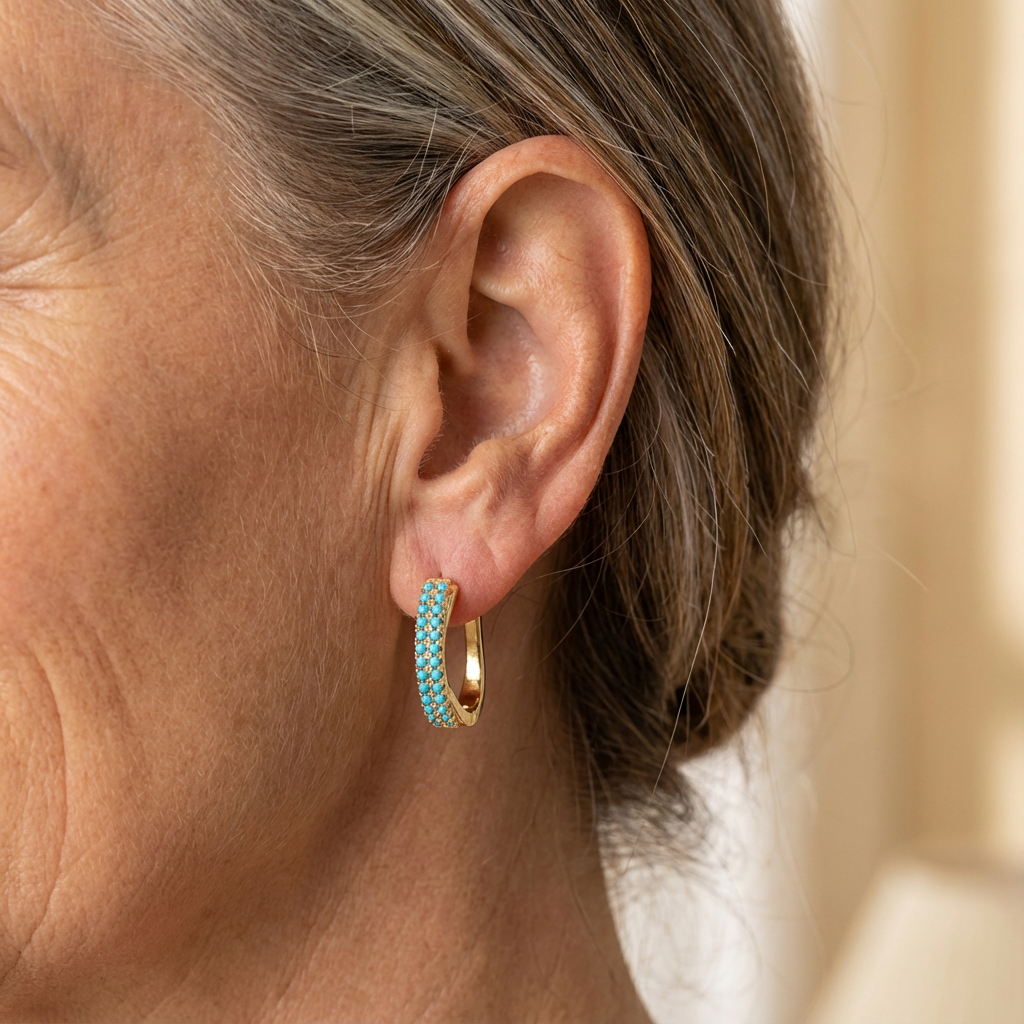 Aretes de Aro Clásicos de Turquesa