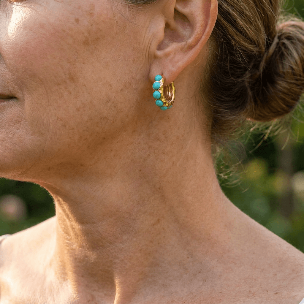 Aretes de Aro con Piedra de Turquesa