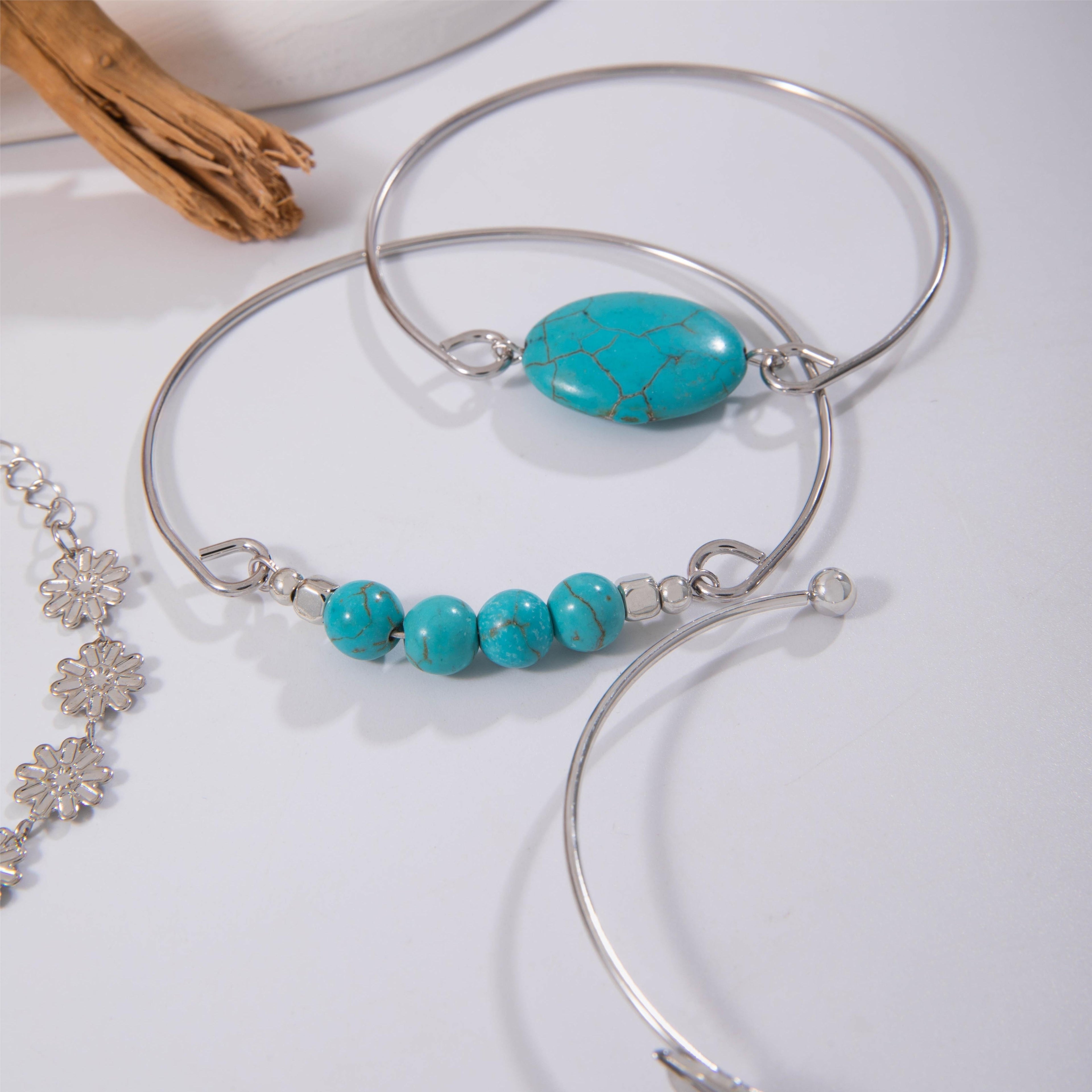Set de Joyería Retro con Incrustación de Malaquita Verde