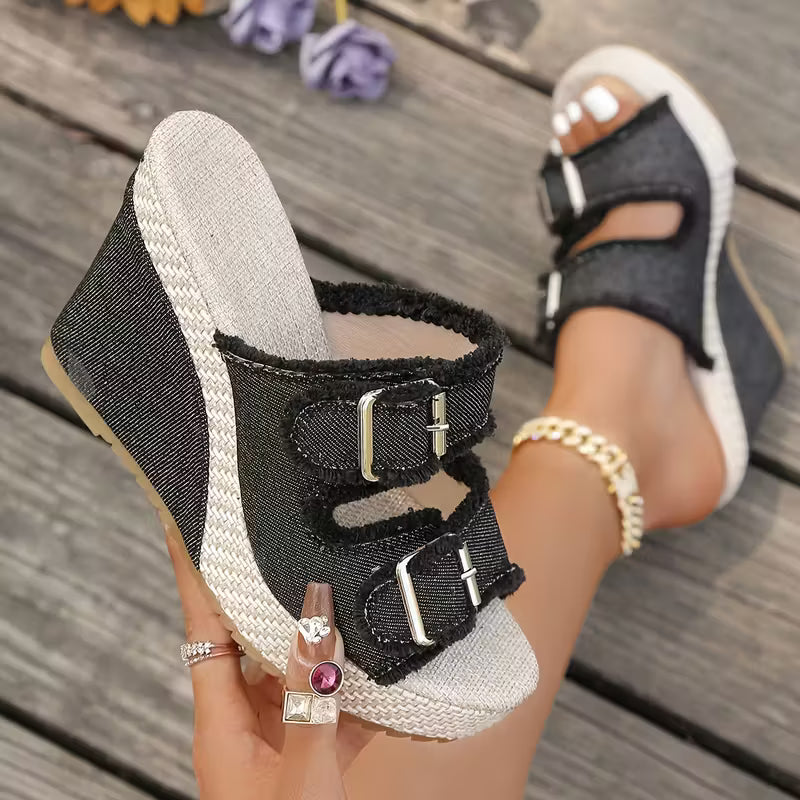 Atelier | Sandalias de Cuña con Borde Deshilachado