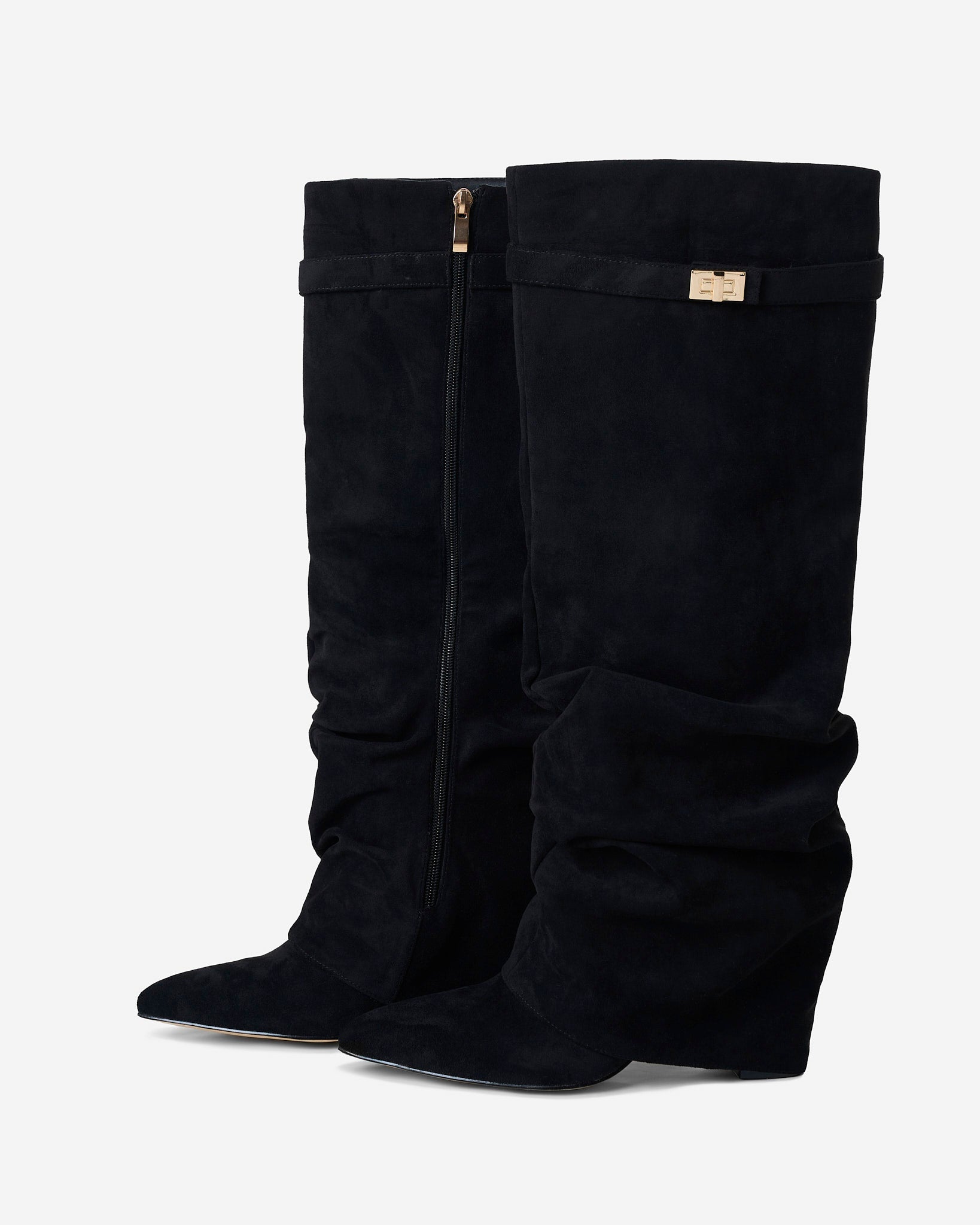 Lavista | Botas Slouchy de Ante hasta la Rodilla - Negro