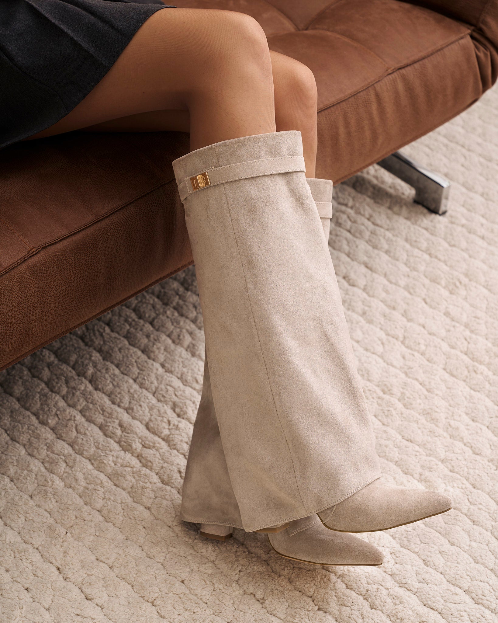 Lavista | Botas de Ante hasta la Rodilla - Taupe