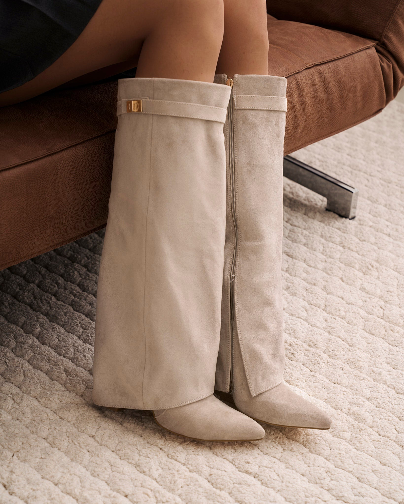 Lavista | Botas de Ante hasta la Rodilla - Taupe