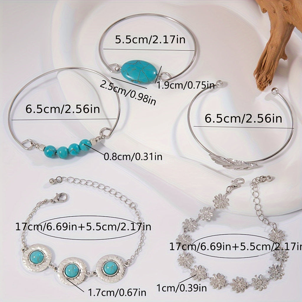 Set de Joyería Retro con Incrustación de Malaquita Verde
