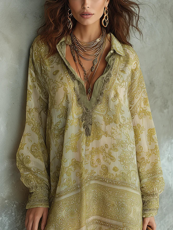 Mini Vestido Bohemio Fluido con Estampado