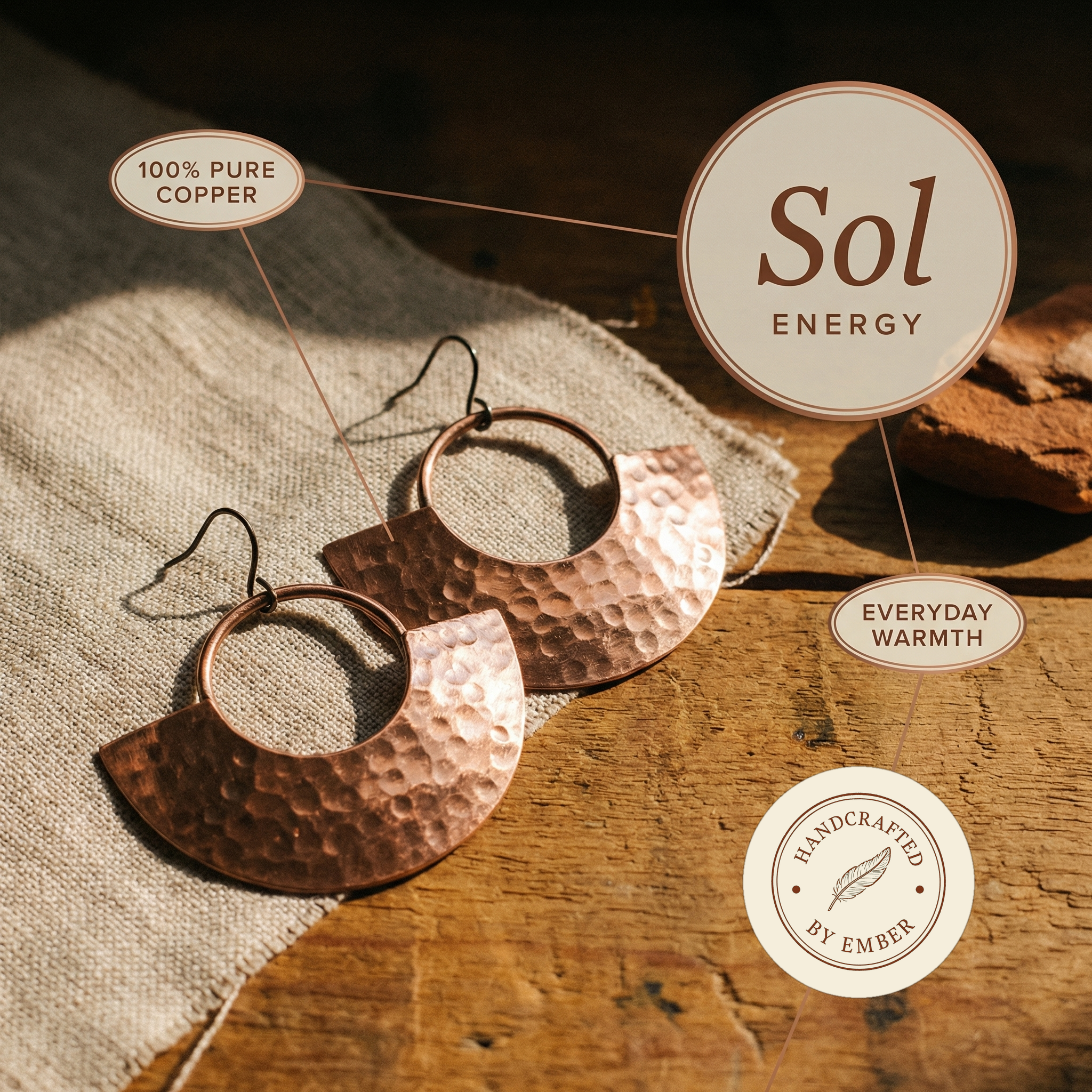 Aretes de Cobre Ember's Sol