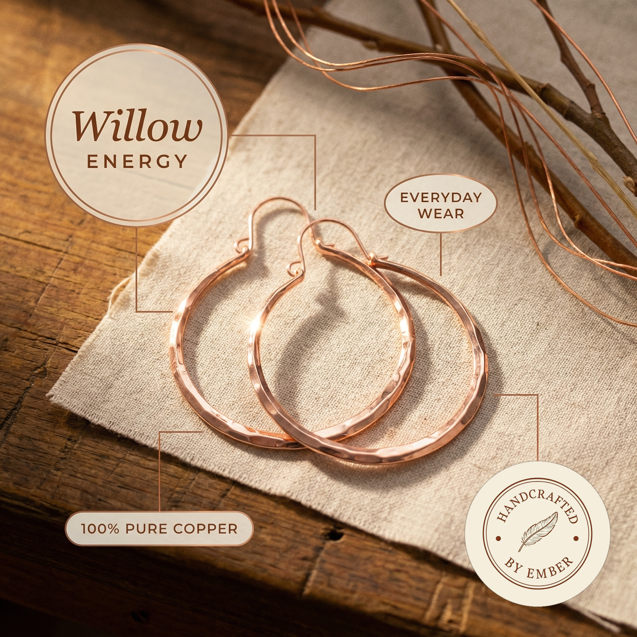 Aretes de Cobre Ember's Willow