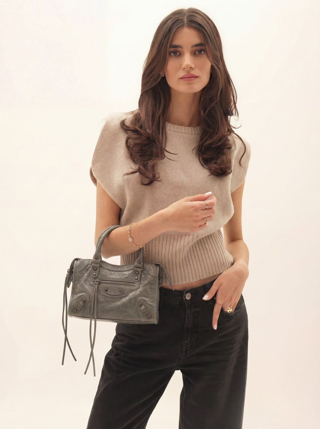 Bolso It Girl Pequeño - Gris Oscuro