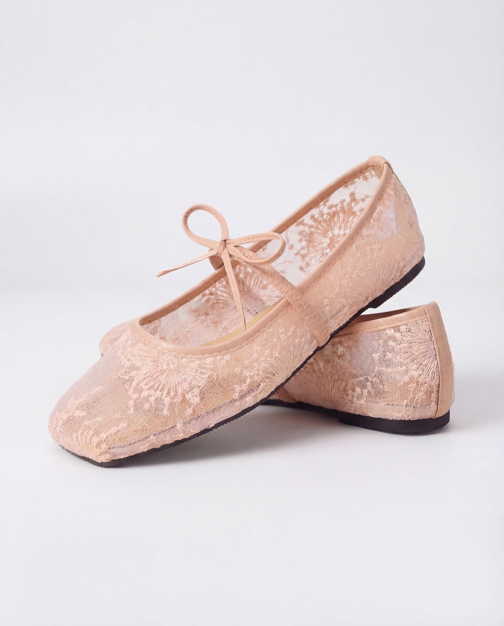 Bailarina Plana de Encaje - Rosa