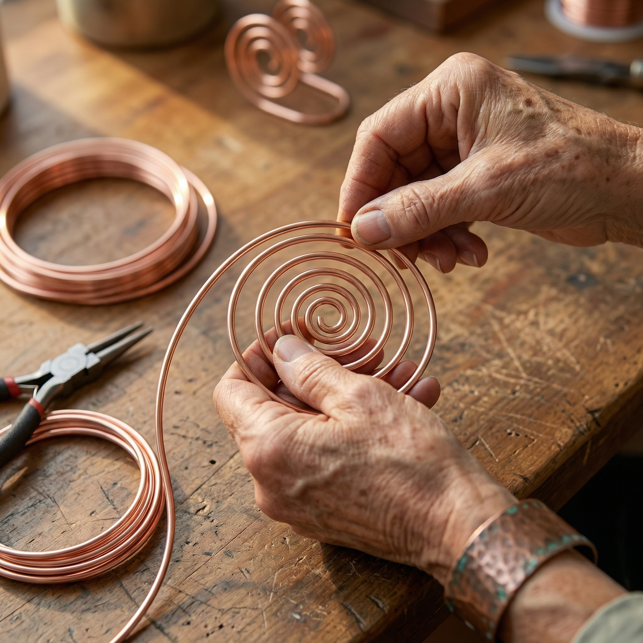 Espiral de Mano de Cobre Ember's Flow