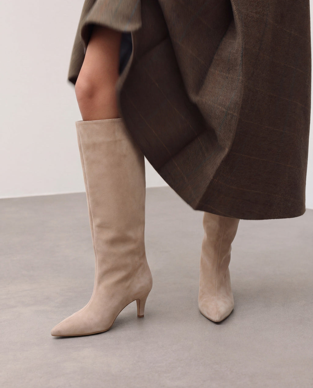 Mona | Botas de Ante hasta la Rodilla - Beige
