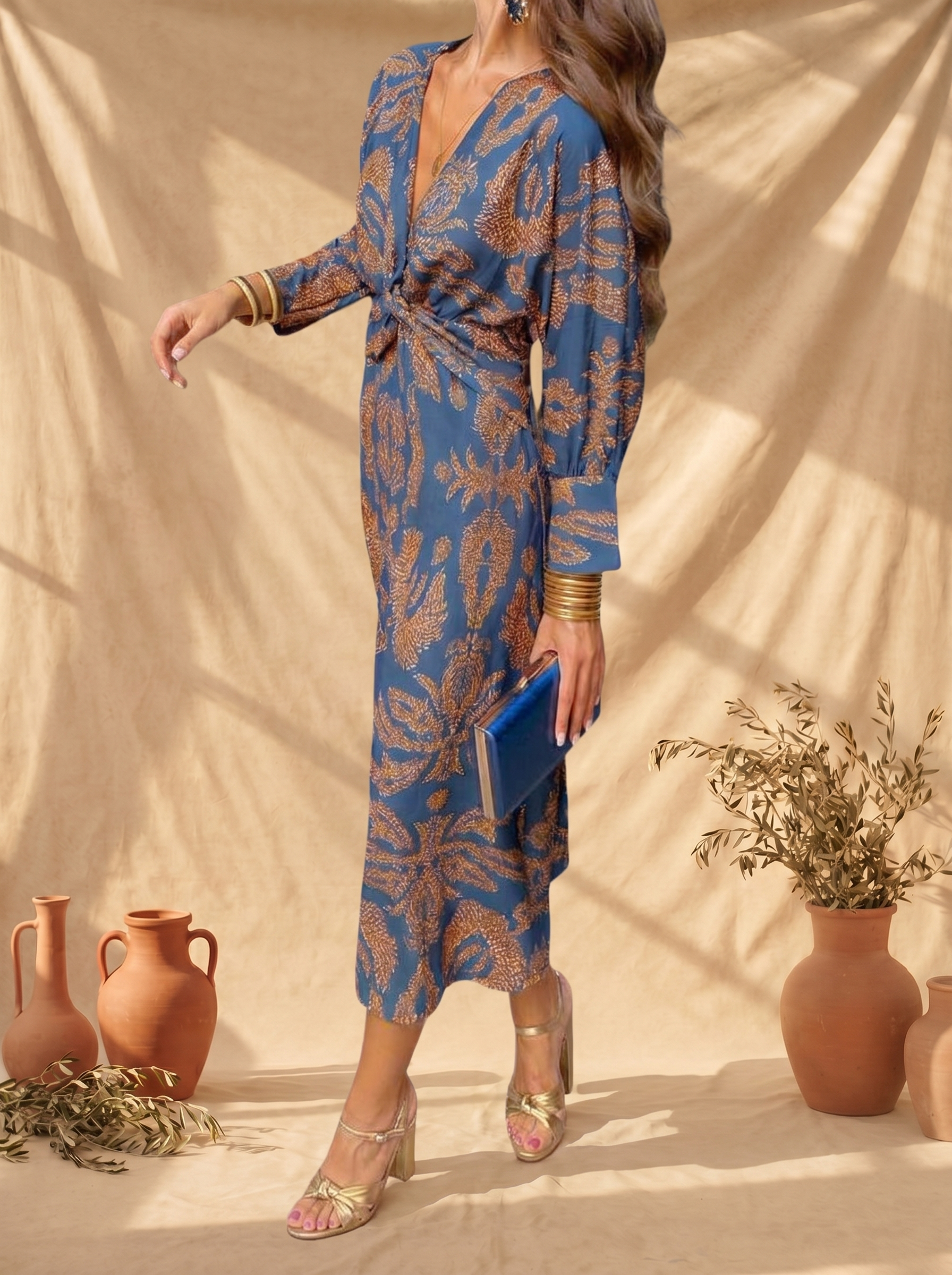 Celeste | Vestido Midi Elegante con Estampado Floral