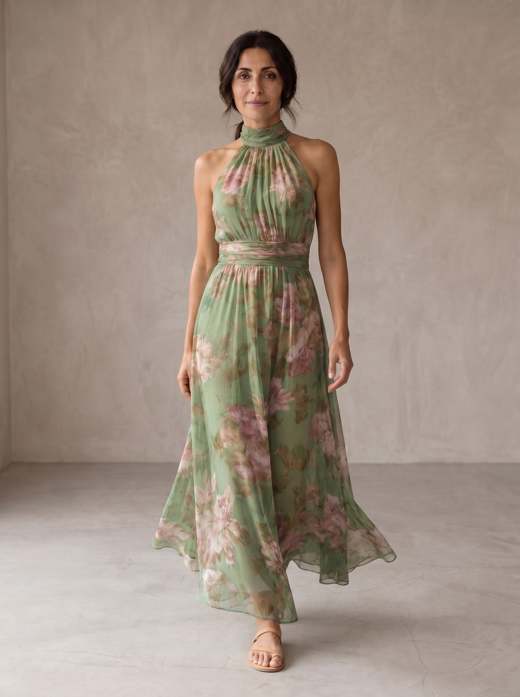 Livia | Vestido Maxi Floral con Halter y Diseño Elegante