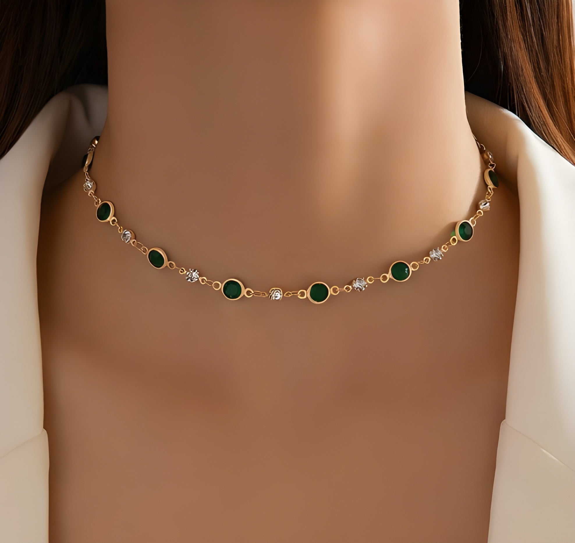 Collar con Colgante Verde Esmeralda