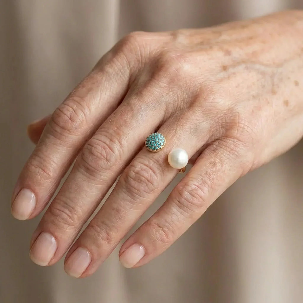 Anillo de Perla y Turquesa